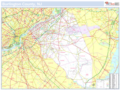 Burlington, NJ County Wall Map New York Style 2024