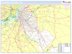 Camden, NJ County Wall Map New York Style 2024