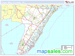 Cape May, NJ County Wall Map New York Style 2024