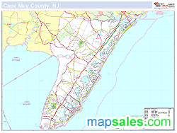 Cape May, NJ County Wall Map New York Style 2025