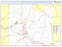 Chemung, NY County Wall Map New York Style 2023