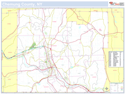 Chemung, NY County Wall Map New York Style 2025