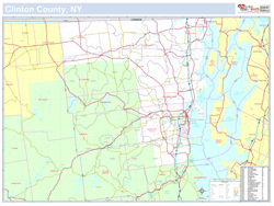 Clinton, NY County Wall Map New York Style 2023
