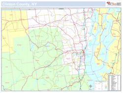 Clinton, NY County Wall Map New York Style 2024