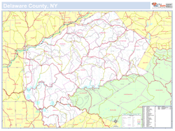 Delaware, NY County Wall Map New York Style 2025