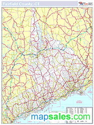 Fairfield, CT County Wall Map New York Style 2024