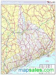 Fairfield, CT County Wall Map New York Style 2025