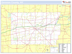 Genesee, NY County Wall Map New York Style 2024