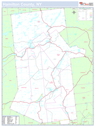 Hamilton, NY County Wall Map New York Style 2025
