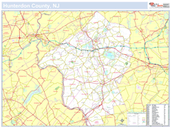 Hunterdon, NJ County Wall Map New York Style 2024