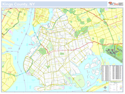 Kings, NY County Wall Map New York Style 2024