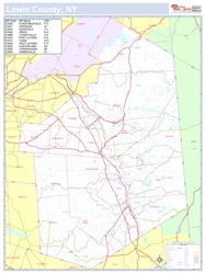 Lewis, NY County Wall Map New York Style 2023