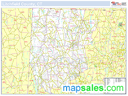 Litchfield, CT County Wall Map New York Style 2024