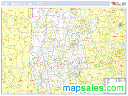 Litchfield, CT County Wall Map New York Style 2025