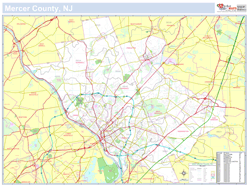 Mercer, NJ County Wall Map New York Style 2024