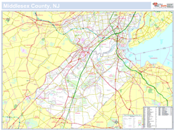 Middlesex, NJ County Wall Map New York Style 2024