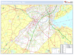Middlesex, NJ County Wall Map New York Style 2025