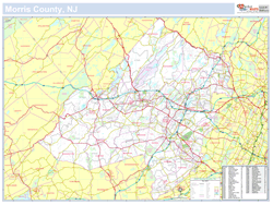 Morris, NJ County Wall Map New York Style 2024