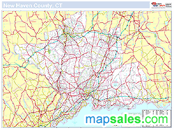 New Haven, CT County Wall Map New York Style 2025