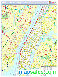 New York, NY County Wall Map New York Style 2023