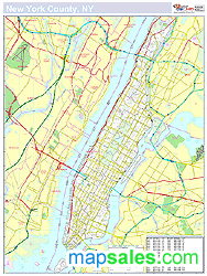 New York, NY County Wall Map New York Style 2024