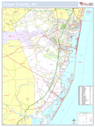 Ocean, NJ County Wall Map New York Style 2024