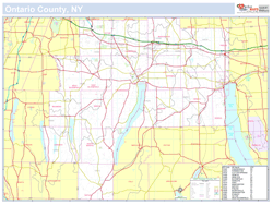 Ontario, NY County Wall Map New York Style 2023