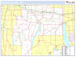 Ontario, NY County Wall Map New York Style 2025