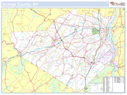 Orange, NY County Wall Map New York Style 2023