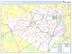 Orange, NY County Wall Map New York Style 2024