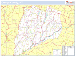 Otsego, NY County Wall Map New York Style 2025