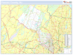 Passaic, NJ County Wall Map New York Style 2024