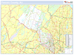 Passaic, NJ County Wall Map New York Style 2025