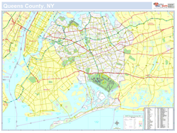 Queens, NY County Wall Map New York Style 2024