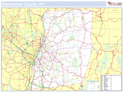 Rensselaer, NY County Wall Map New York Style 2024