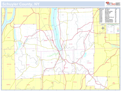 Schuyler, NY County Wall Map New York Style 2023