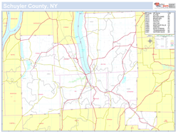 Schuyler, NY County Wall Map New York Style 2024