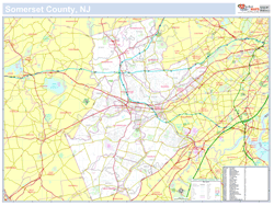 Somerset, NJ County Wall Map New York Style 2024