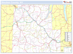 Steuben, NY County Wall Map New York Style 2024