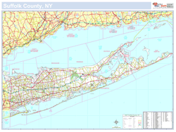Suffolk, NY County Wall Map New York Style 2025