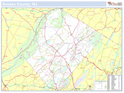 Sussex, NJ County Wall Map New York Style 2024