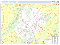 Sussex, NJ County Wall Map New York Style 2025