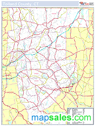 Tolland, CT County Wall Map New York Style 2024