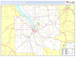 Tompkins, NY County Wall Map New York Style 2024