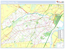 Union, NJ County Wall Map New York Style 2025