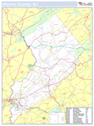 Warren, NJ County Wall Map New York Style 2024