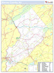 Warren, NJ County Wall Map New York Style 2025