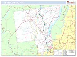 Warren, NY County Wall Map New York Style 2023