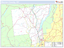 Warren, NY County Wall Map New York Style 2024