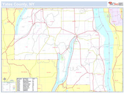 Yates, NY County Wall Map New York Style 2023
